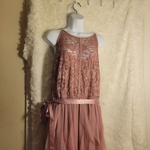 Beautiful Rose colored bottom shear layered evening gown